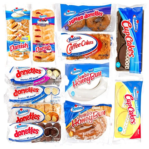 Hostess Variety Pack | Honey Buns, Coffee Cake, Donettes, Cakes, and Danish | 12 Packs