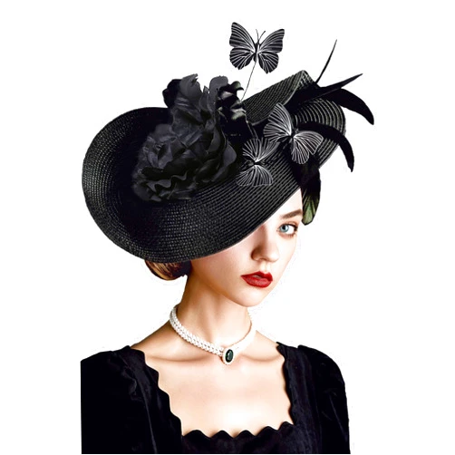 BABEYOND Tea Party Fascinator Hat for Women Kentucky Headwear Derby Pillbox Wide Brim Church Hat for Cocktail Wedding