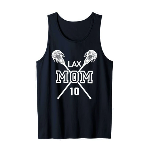 LAX Lacrosse Mom #10 Jersey Gifts Proud Love Lacrosse Mom #10 LAX Player Number 9 Mothers Day Tank Top