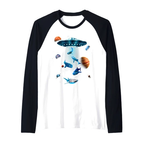 Rhincodon typus Whale shark UFO Clothing Co. Galaxy Fish shark Space UFO Alien Stars Animal Whale shark Raglan Baseball Tee