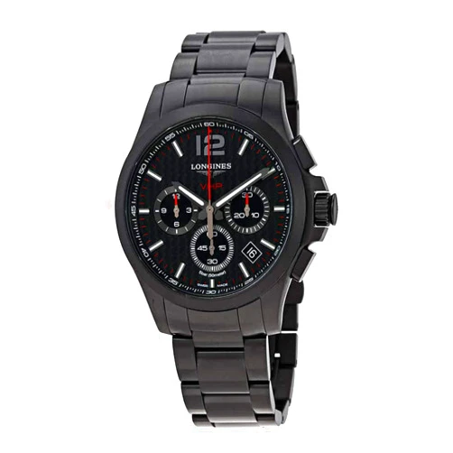 Longines Conquest V.H.P. Perpetual Chronograph Black Carbon Dial Men's Watch L37172666