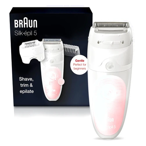 Braun Epilator Silk-épil 5 5-620, Hair Removal Device, Epilator for Women, Shaver & Trimmer, Cordless, Rechargeable, Wet & Dry, 6 Piece Set