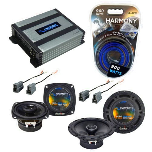 Harmony Audio HA-A400.4 Amp Bundle with Harmony Audio HA-R4, Harmony Audio HA-R65 Speakers Compatible with Hyundai Sonata 1989-1994 Speaker Replacement