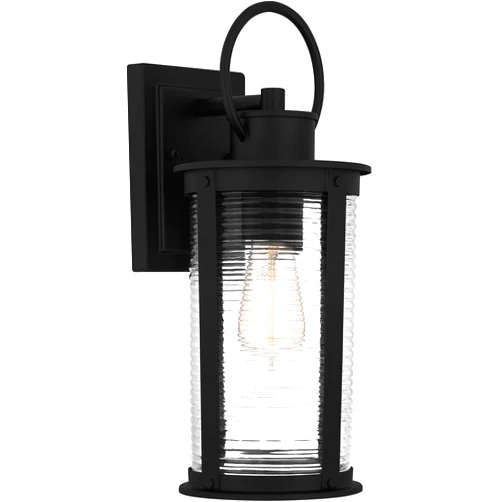 Quoizel TLM8406MBK Tilmore Exterior Lighting Coastal Clear Ribbed Glass Outdoor Wall Lantern, 1-Light 100 Watt, 16