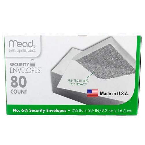 Mead #75212 80CT #6 White Envelope (3pack)