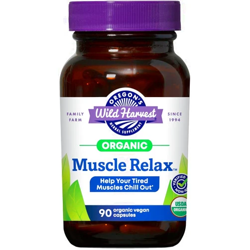 Oregon's Wild Harvest Muscle Relax Organic Herbal Supplement Vegan Capsules with Valerian, Hops and Skullcap - 90 Count