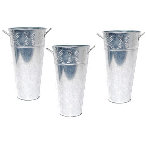 Hosley Set of 3 Galvanized Vases 6.5