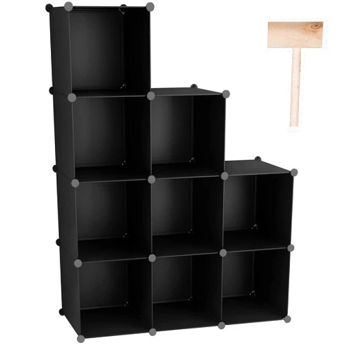 C&AHOME Cube Storage, 9-Cube Bookshelf, Plastic Closet Cabinet Organizer, DIY Stackable Bookcase, Modular Shelving Units Ideal for Home, Office, Kids Room, 36.6