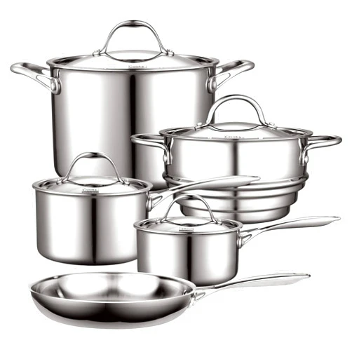 Cooks Standard Multi-Ply Clad Stainless Steel Cookware Set, 9 Piece, Silver 9-Piece