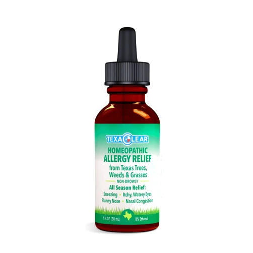 TexaClear Natural Allergy Relief Drops Homeopathic, Non-Drowsy, Safe, Effective Remedy - Over 100 Extracts from Trees, Weeds & Grasses + Drainage Remedies, Made for Texas & Zones 2,5,6-1oz