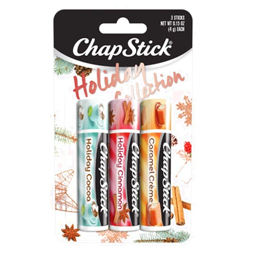 Chapstick Holiday Collection 2017, Pack of 3, Holiday Cinnamon, Caramel Creme & Holiday Cocoa, 0.15 Oz Ea