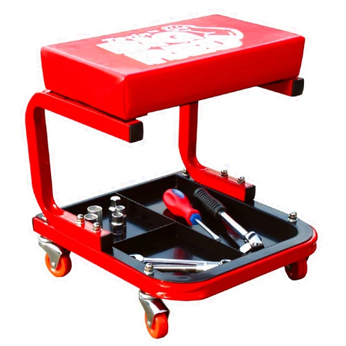 BIG RED Torin TR6300 Red Rolling Creeper Garage/Shop Seat: Padded Mechanic Stool with Tool Tray Large