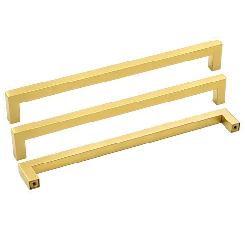 goldenwarm 20 Pack Cabinet Handles Brushed Brass Cabinet Pulls-LSJ12GD256 Cabinet Hardware Modern Square Drawer Pulls 10in(256mm) Hole Centers