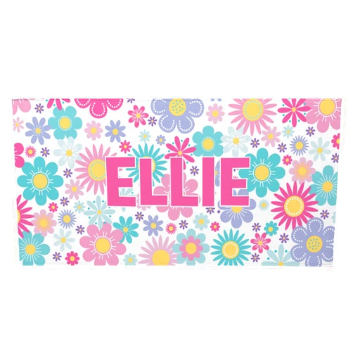Let's Make Memories Personalized Beach Towel - Flowers - Vacation Gear - for Beach and Pool Lovers - Oversized - Customize with Name