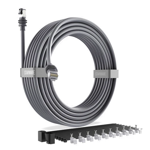 STARWARE Starlink Gen 3 Cable, 49FT/15M Starlink Replacement Cable for Standard V3 Kit, Generation 3 Cable Fits Starlink Accessories, Waterproof Outdoor Starlink Ethernet Cable with Retainer, Gray