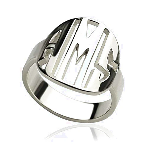 AILIN Custom Monogram Ring 925 Sterling Silver Personalized Any Initial Letter Wedding Engagement Ring Monogrammed Jewelry Bridesmaids Gift For Men Women