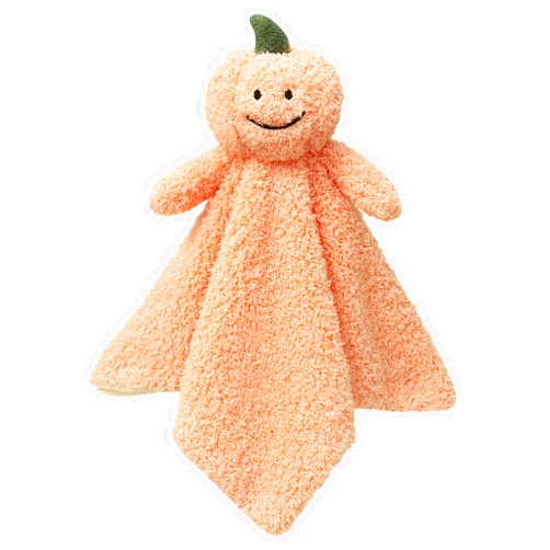 Doindute Baby Orange Pumpkin Soft Stuffed Animal Security Blanket, Plush Pumpkin Character Lovey Blanket, Baby Shower/Nursery Gift, Newborn Infant Toddler Snuggle Blankie for Boys Girls, 14 Inches