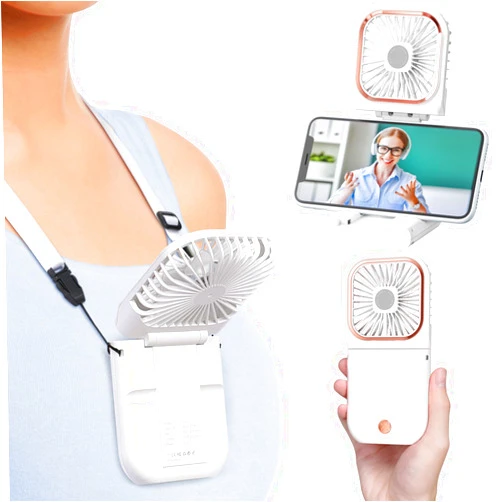 F-color Portable Handheld Fan - Personal Fan with Phone Holder Power Bank Rechargeable Mini Handheld Fan 3 Speed Adjustable Small Pocket Fan for Summer Travel Outdoor Beach College Concert Essentials