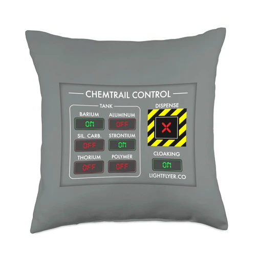 Lightflyer Co. Chemtrail Control Panel-Aviation Conspiracy Chemicals Throw Pillow, 18x18, Multicolor