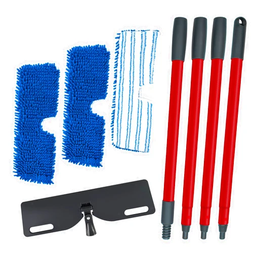 DLAIMI Microfiber Mops for Floor Cleaning, Flat Mop with 3 Reusable Pads and Extendable 58