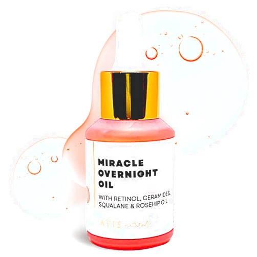 ATIS Naturals Miracle Overnight Retinol & Squalane Oil with Ceramides, Vitamin E, Rosehip Oil for Face - Potent Anti Aging Face Serum to Reduce Fine Lines & Wrinkles - Gua Sha Oil, Retinol Serum for Face