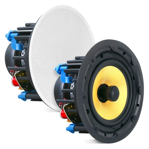 Pyle 6.5” Ceiling Speaker Set - 2-Way Full Range Speaker (Pair) Built-in Electronic Crossover Network in-Ceiling Mount Design 300 Watts PDIC68FG,Black