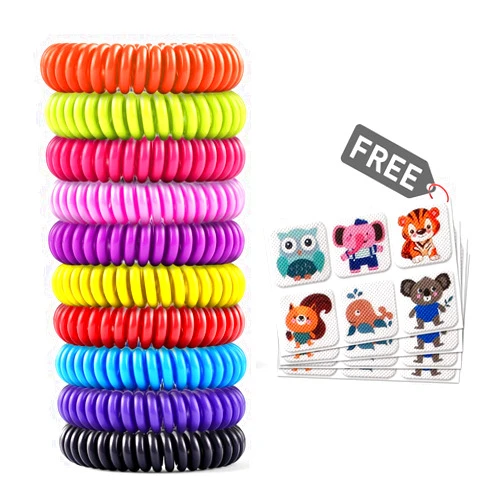 BugBand Mosquito Bracelet 20 Pack with 4 Patches, Waterproof Bug Repellent Wrist Bands, Fit for Kids & Adults, Natural Ingredients and Deet-Free,pest Control, Safe Indoor Outdoor Protection