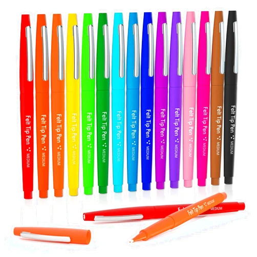Lelix Felt Tip Pens, 15 Colors, 0.7mm Medium Point, Felt Tip Markers Pens for Journaling, Writing, Note Taking, Planner, Perfect for Art Office and School Supplies