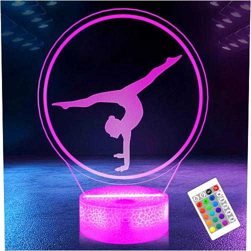 OkiyiD Gymnastics Gifts for Girls, 3D Gymnastics Lamp, Gymnastics Night Light with 16 RGB Colors Remote Control Timer Dimmer, Sport Fan Decor for Kids Room, Girls Birthday Gifts