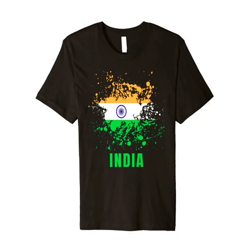 India Retro Vintage Watercolors Indian Flag India Retro Vintage Watercolors Sport Indian Flag Souvenir Premium T-Shirt