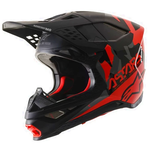 Alpinestars 8302621-1116-L Unisex-Adult S.Tech S-M8 Echo Helmet Black/Grey/Red Fluo/M&G Lg (Multi, one_size)