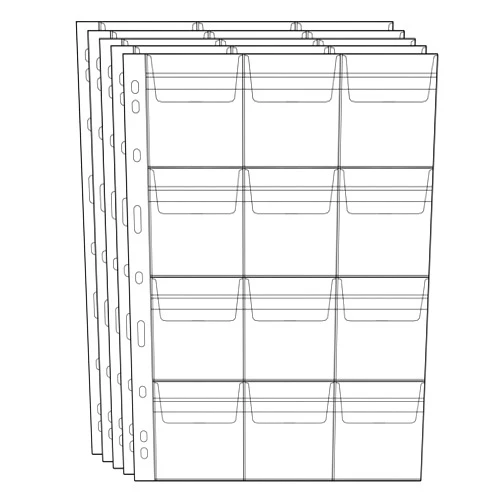 Uncle Paul Coin Collecting Pages 5 Sheets 12 Pockets Standard 9Hole Coin Pocket Inserts Collecting Sleeves for Coins CS03512
