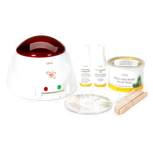 GiGi Brazilian Hard Wax Kit – At-Home Hair Removal Waxing Kit for Women with Wax Warmer, Applicator Sticks & Pre/Post Wax Care - Ideal for Face & Body