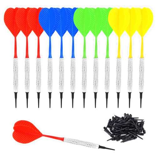 Accmor 12 Pcs Soft Tip Darts, Plastic Tip Darts Set, Attach Extra 100 Black 2BA Replacement Tips, Soft Tip Darts for Electronic/Plastic Dartboard