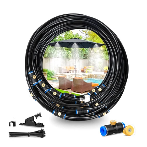 GEJRIO Mister System for Outside Patio，Outdoor Mister with 72FT Misting Hose，Patio Misters for Cooling with 26 Brass Mist Nozzles & an Adapter (3/4