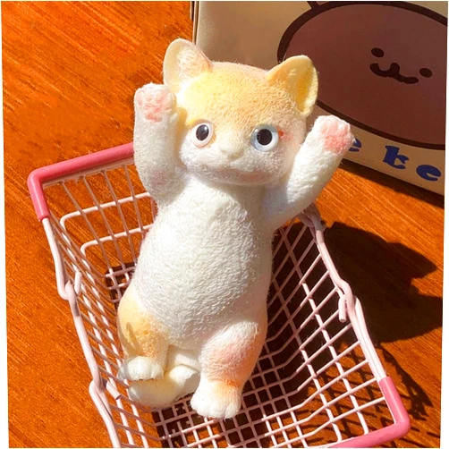 Generic 3D Chubby Taba Squishy Cat， Cute Cat Squeeze Toys for Stress Relief Cat ，Shaped Squishy Toys Cat ，Ultra-Soft Decompression Venting Toy ，pet Simulation cat Doll Pinch Toy (Milk Yellow cat)