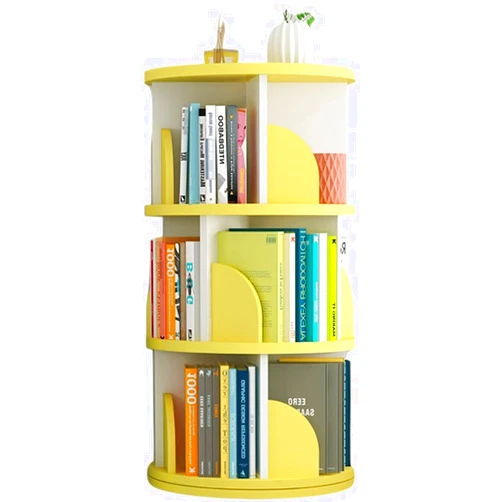 RWRAEO Bookshelf Bookshelf 3 Tier Bookcase Corner Tall Book Shelf,Creative 360°Rotating Bookcase Simple Disassembly Bookshelves Simple Student Corner (Color : Yellow, Size : 40 * 98cm) (Yellow 40 * 98cm)