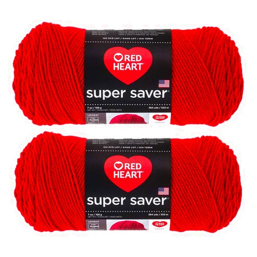 Red Heart Bulk Buy: Red Heart Super Saver (2-pack) (Cherry Red, 7 oz each skein)