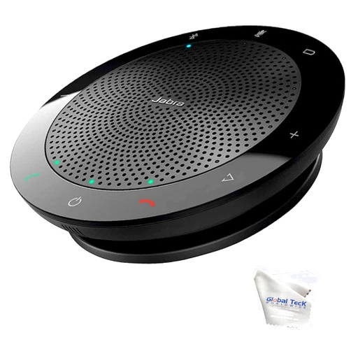 Global Teck Worldwide Jabra Speak 510 Bluetooth USB Speakerphone - Teams Version Speaker for Laptop, Mobile - Enhances Conferencing Audio, Phone Calls, Ideal for Zoom w Cloth, Gold Support Plan