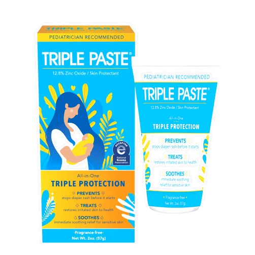 Triple Paste Diaper Rash Cream, Hypoallergenic Medicated Ointment for Babies, 2 oz, Multi, (SU-001) (Packaging May Vary)