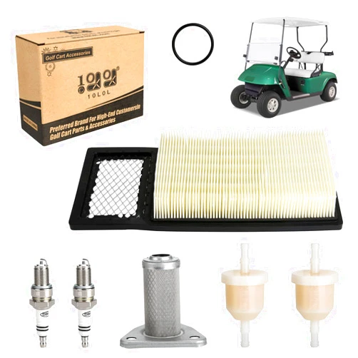 10L0L Golf Cart EZGO Tune Up Kit for EZGO TXT with 72368G01 Air Filter Fuel Filter Spark Plug Oil Filter Replacement Kit for TXT, Medalist & Marathon 1994-2005 295/350cc 4 Cycle Robins Motor