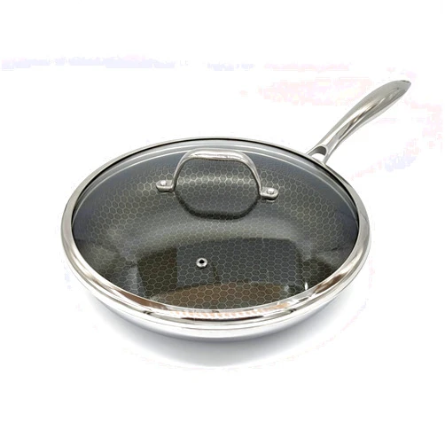 Cooksy 11 Inch Hexagon Surface Hybrid Stainless Steel Frying Pan with Lid