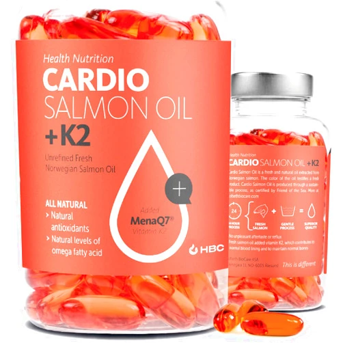 Hofseth BioCare High Strength Omega 3 Fish Oil with Vitamin K2-1000mg, Norwegian Salmon Oil, EPA & DHA, Burpless, Omega 3 Fatty Acids Supplement for Eyes, Brain, Heart & Immunity - 90 Capsules - Cardio