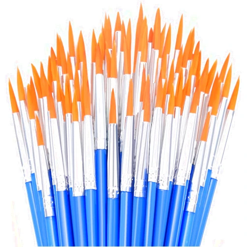 Anezus 50Pcs Round Paint Brushes Bulk, Anezus Small Paint Brushes Classroom Brushes Set for Kids Model Canvas Painting Face Acrylic Watercolor Oil and Crafts