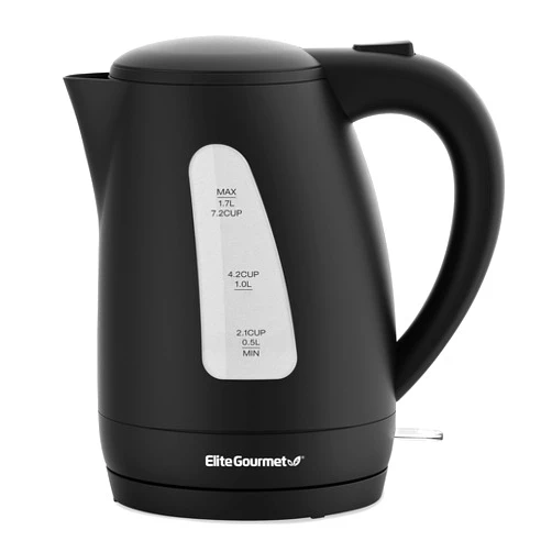 Elite Gourmet EKT8690 1.7L Electric Tea Kettle 1500W Hot Water Heater Boiler BPA-Free, Fast Boil, Water Level Window and Auto Shut-Off, Black