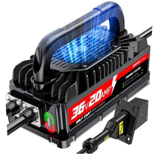 EXEFCH 36 Volt Golf Cart Battery Charger for EZGO TXT with 2-pin D Style Plug, EZGO TXT 36V Charger (with Socket and Plug) for Lead Acid Battery, 20Amp Smart Trickle Charger, 800W Fast Charging, 17FT Cable