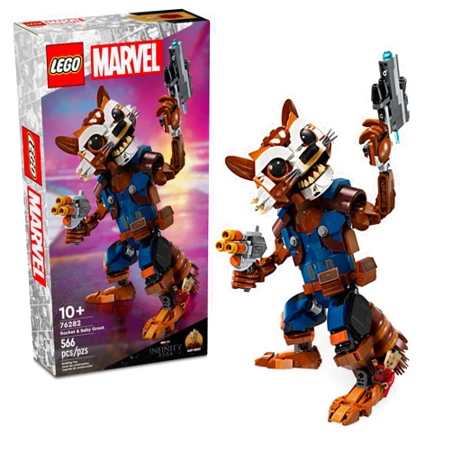 LEGO Marvel Rocket & Baby Groot Minifigure, Guardians of The Galaxy Inspired Marvel Toy for Kids, Buildable Marvel Action Figure for Play and Display, Gift for Boys and Girls Ages 10 and Up, 76282