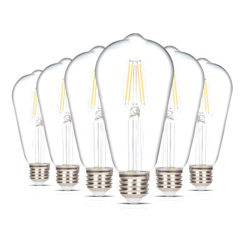 Simba Lighting LED Edison Vintage Filament ST21 (ST64) Light Bulbs (6 Pack) 4W Dimmable 40W Equivalent Clear Glass Decorative Antique Retro, Standard Medium E26 Base, Warm White 2700K