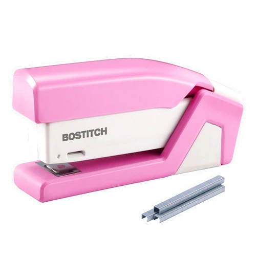 PaperPro Bostitch Office InCourage Spring-Powered Compact Stapler, BCA Pink (1588), plastic-half strip