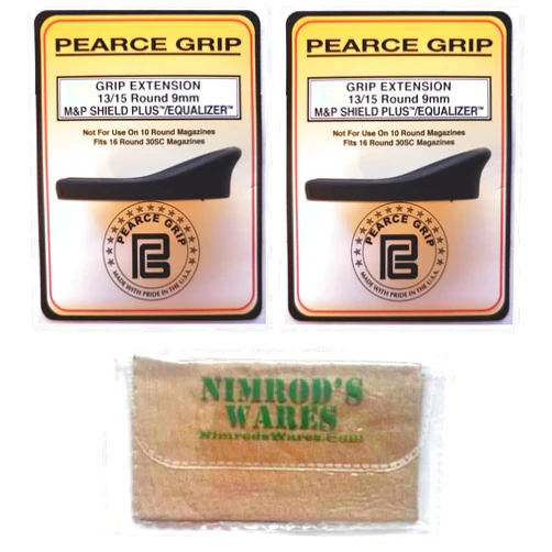 Nimrod's Wares Pearce Grip Extension Compatible with S&W M&P 9 Shield Plus .30SC 16 Rd PG-SP13 Bundle with Microfiber Cloth